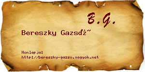 Bereszky Gazsó névjegykártya